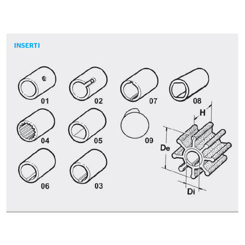 Girante per pompa OMC 375638 H (mm) 12.8, Øext mm 69.5, Øint (mm) 12.75, Pale 6